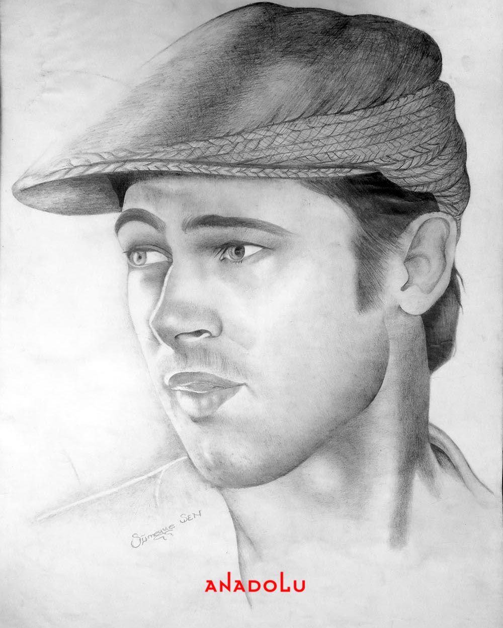 Brad Pitt Karakalem Çizimleri Adana