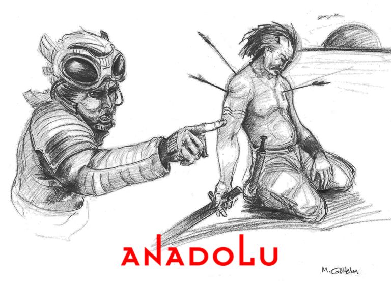 Karakalem İmgesel Yaralanan Adam Çizimi Adana