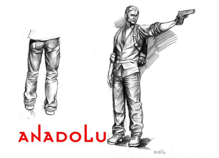 Karakalem Silahlı Atış Yapan İnsan Çizimleri Adana